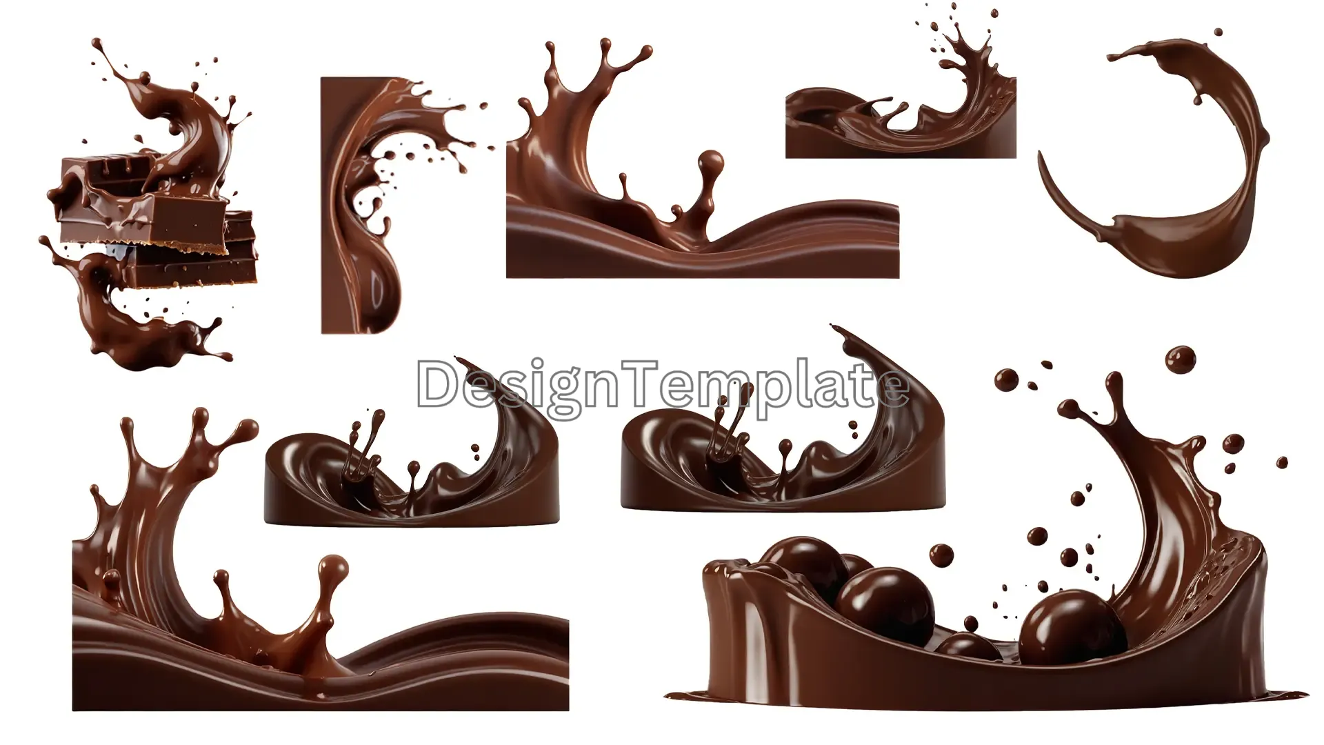 Unique Chocolate Splash Design Elements